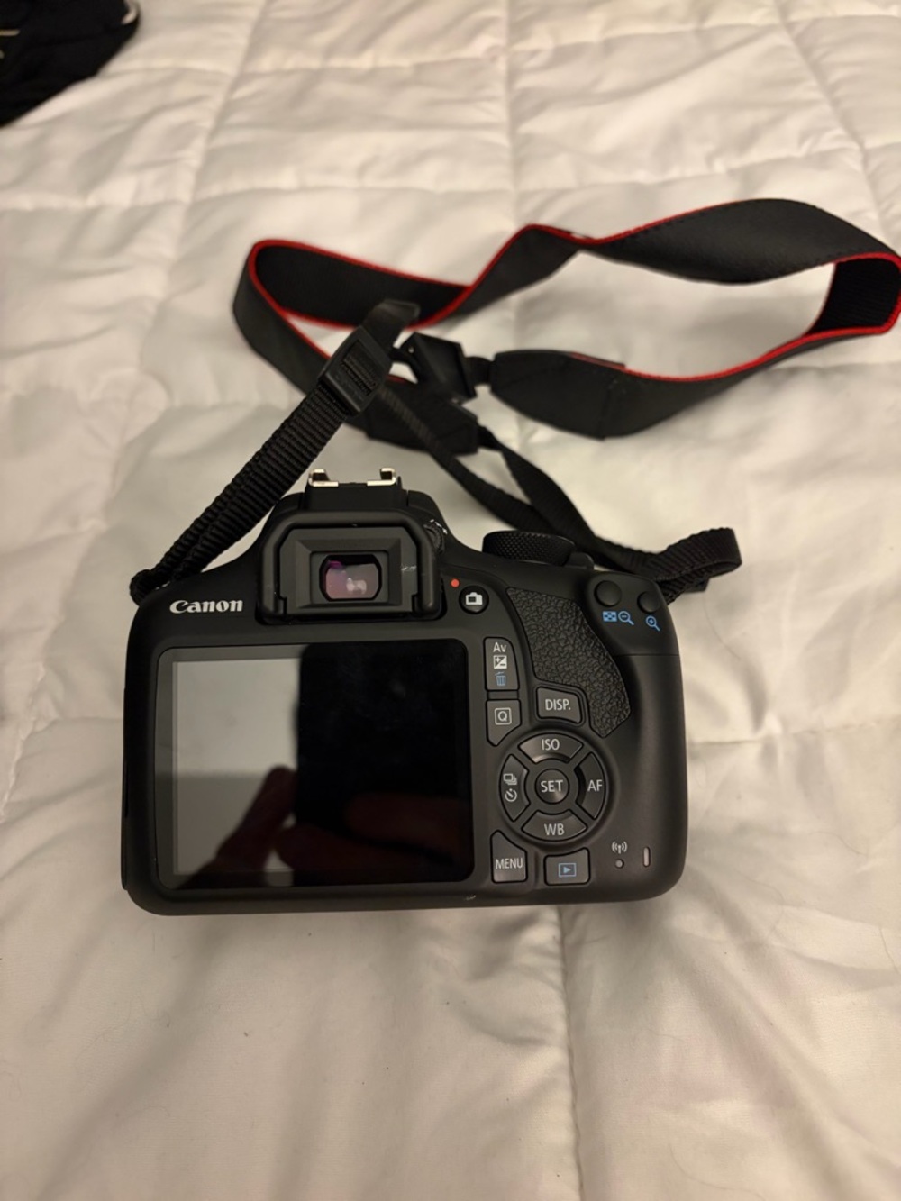 Canon EOS Rebel T6 DSLR Camera Body — Black with Red Accents - Picture 3 of 7
